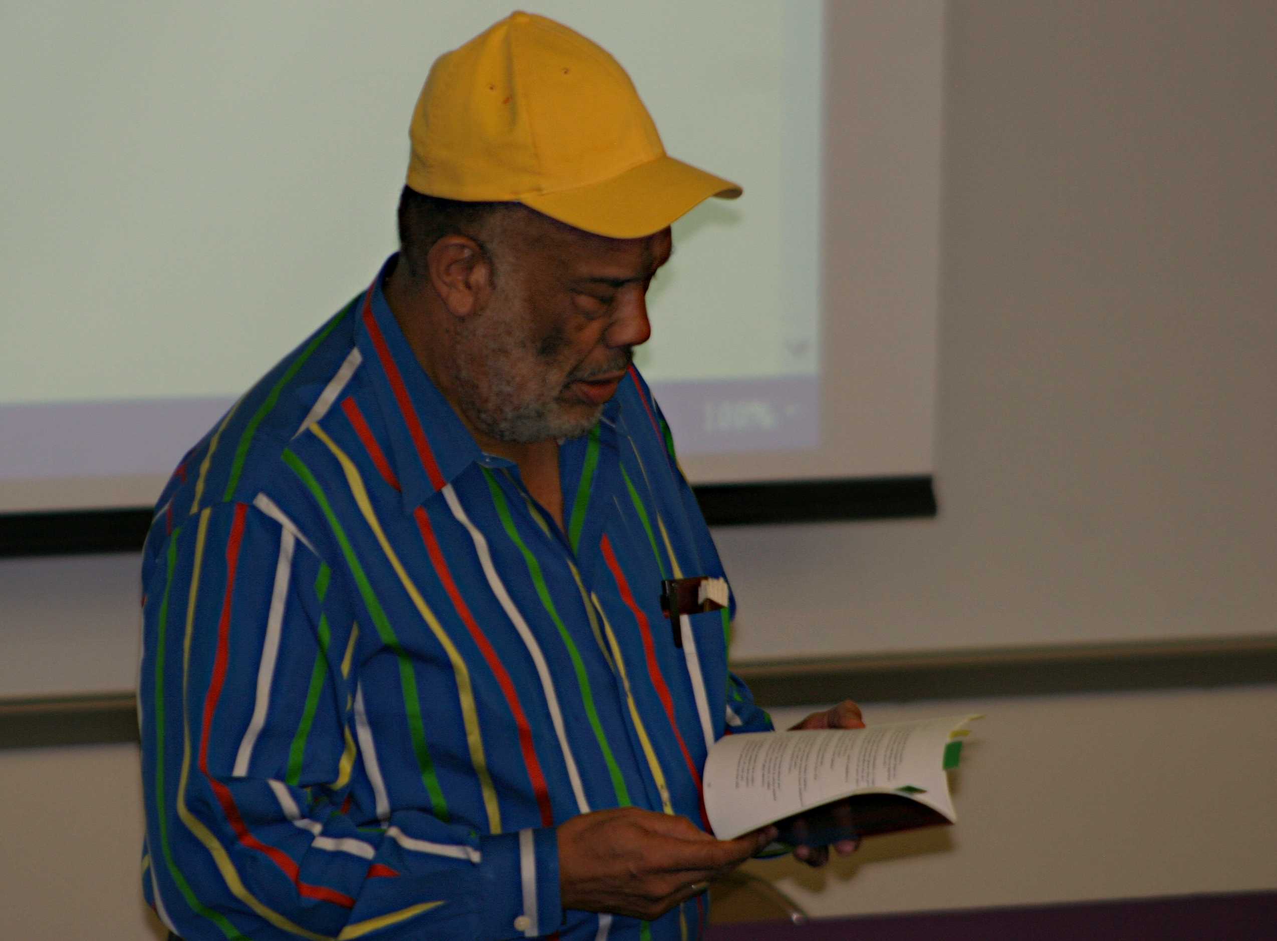 Professor Farrell Foreman speaking at an event during the 8th Annual San Diego City College Book Fair on Oct. 2. Jessica Ramirez, City Times.