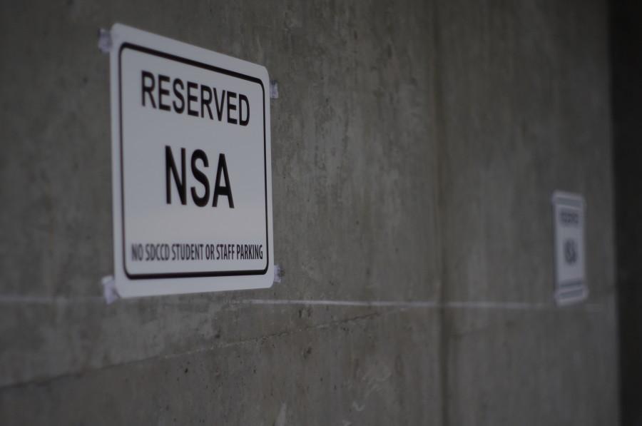 The eighth floor of the V building parking garage has had spots reserved for a organization going by the name of NSA. Photo credit: Joe Kendall
