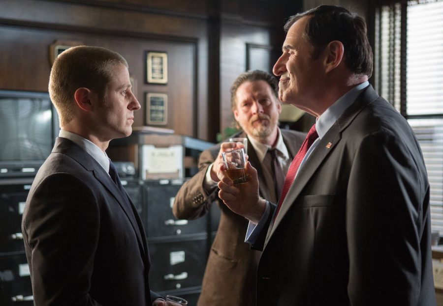 Actors Ben McKenzie (left), Richard Kind (right) and Donal Louge in ‘Gotham.’ Courtesy Photo.
