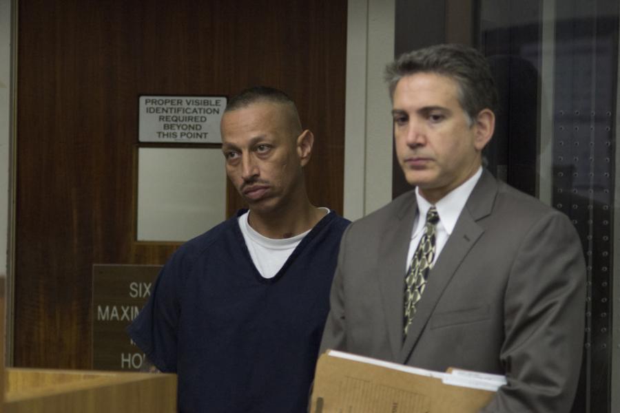 Armando Perez (left), a man charged with the murder of his estranged wife, City College student Diana Gonzalez, appeared before a judge on Aug. 27 for a bail hearing. (City Times archives.)