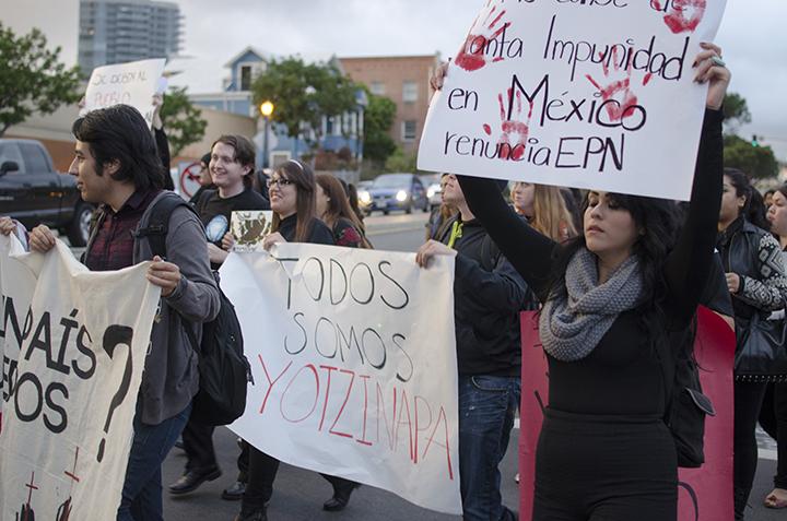 Students march to bring attention to the 43 missing students in Guerrero Mexico.
Photo Credit: Richard Lomibao