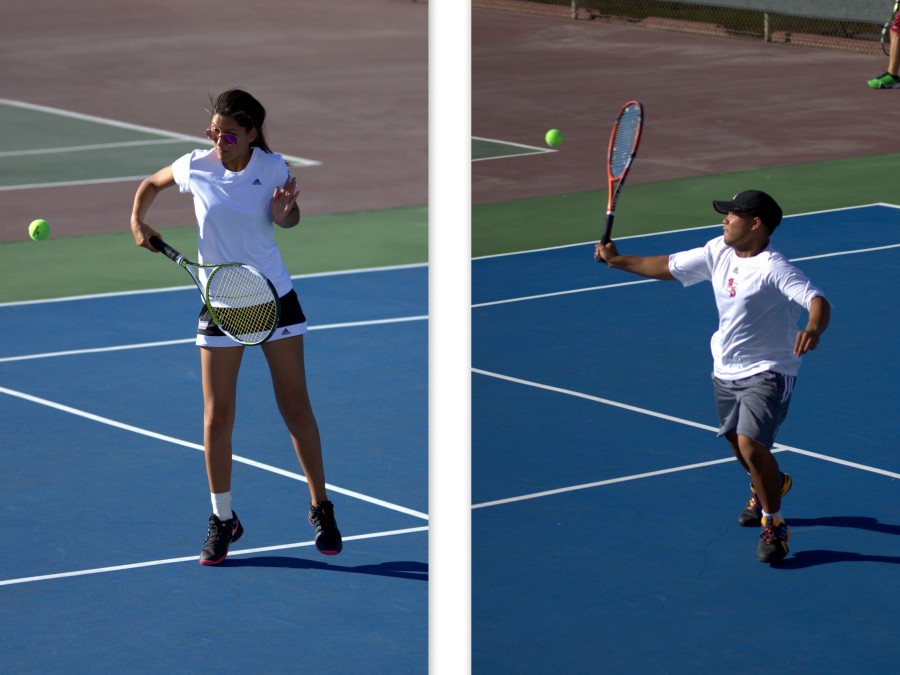 Freshman Jordann Hernandez (left) and freshman Dale Guiterrez (right) both lead the Knights womens and mens tennis teams as the second half of the season swings into action. Photo credit: David Pradel