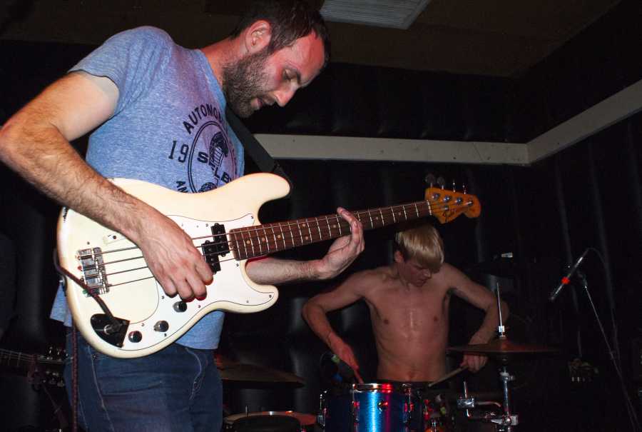 Alternative indie rockers Viet Cong bassist and singer Matt Flegel and drummer Mike Wallace perform to a packed house at the Soda Bar in San Diego on March 7. Photo credit: Torrey Spoerer