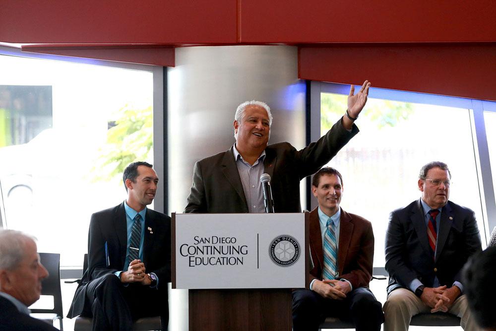 Paul Chavez, president of the Cesar Chavez foundation, spoke at the opening of  Continuing Education’s Cesar E. Chavez Campus. Photo from San Diego Community College District