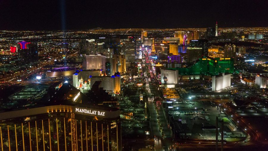 The  Route 91 Harvest Music Festival was taking place in the car park visible on the right, when Stephen Paddock, 64, rained terror down on the concert goers on Oct. 1, 2017 from the Mandalay Bay - FILE. 