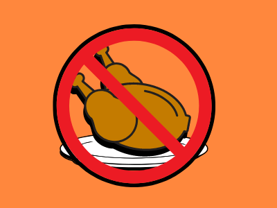 A graphic of a Turkey with a no symbol imposed on it