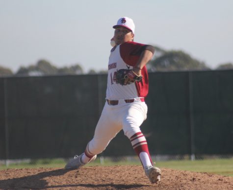 Chase Martinez Pitches on the mound during a Feb. 14 game against College of the Desert.
