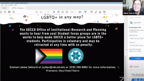 Jaime Seiverd discusses the LGBQT+ focus group and how it can benefit that community.

