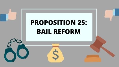 Prop. 25 replaces cash bail with a system based on public safety. Graphic by Vicky Pineda