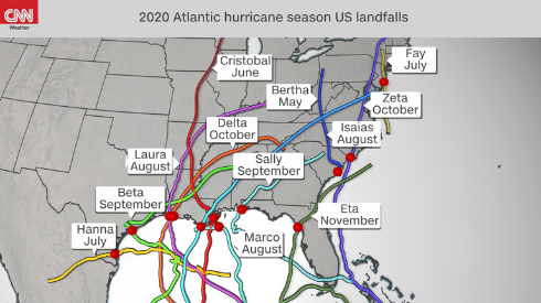 US Hurricane Landfall Map