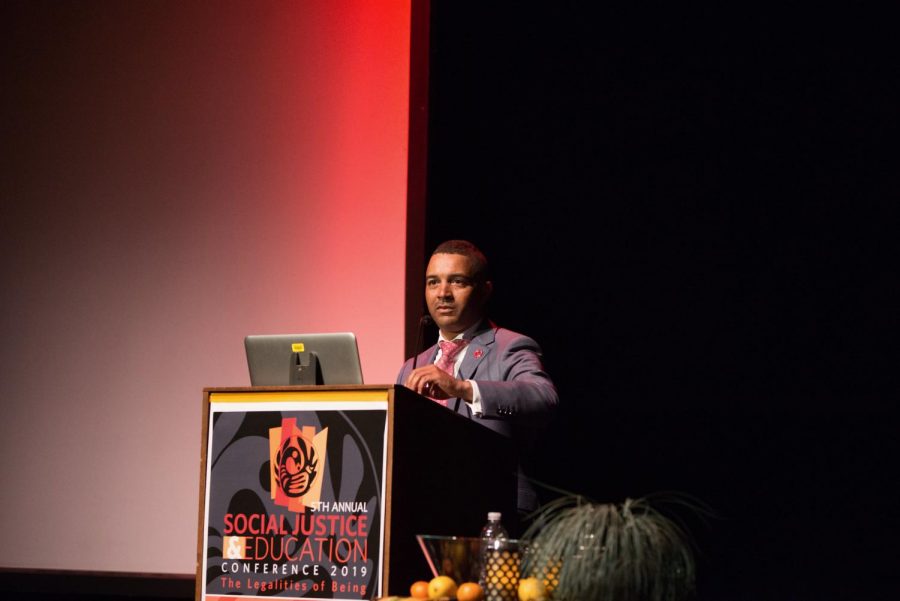 President Ricky Shabazz speaks at the 
Fifth Annual Annual Social Justice Conference in 2019. San Diego City College Flickr
