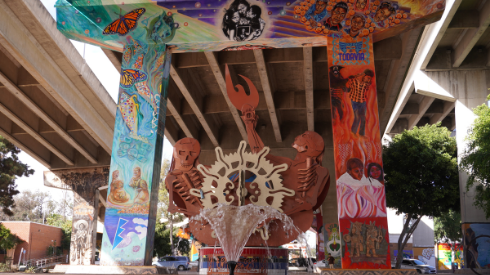 Chicano Park's fountain is featured on the cover of CityScene, a new art and culture magazine by the staff of City Times. Photo by Gabriel Schneider