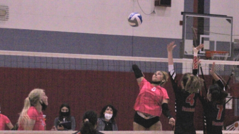 Knights Faith Patterson kills a ball at home match against Imperial Valley college on Oct. 27. Photo by Will Mauriz/City Times 