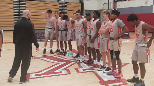 Knights men’s basketball preparing for team pictures at the last practice before their season starts. Photo by Will Mauriz/City Times
