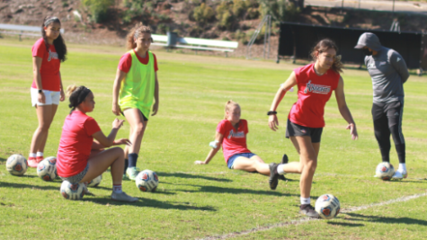 Knights women’s soccer team practice goalie kicks at last practice before their first postseason appearance ever.