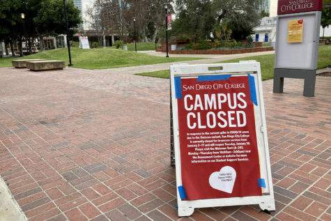 Campus closure sign at San Diego City College
