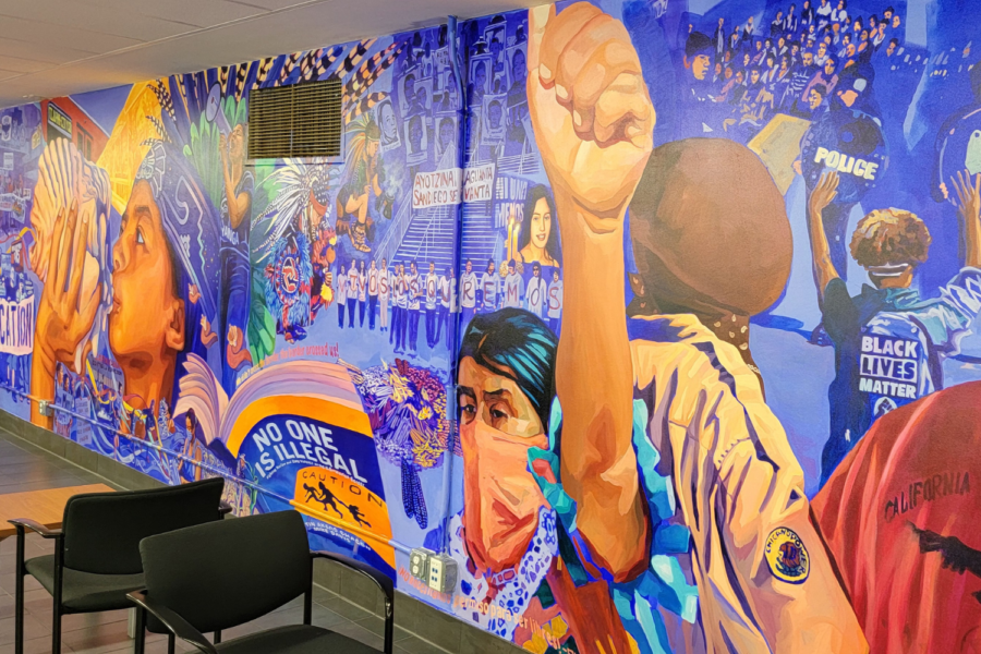 The newly painted mural on the wall of the cafeteria honors the Chicana/o community and shows the dedication that City College shows for its students.
