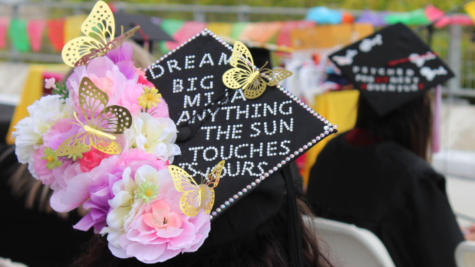 Graduation caps at 2022 Latino Chicana Graduation