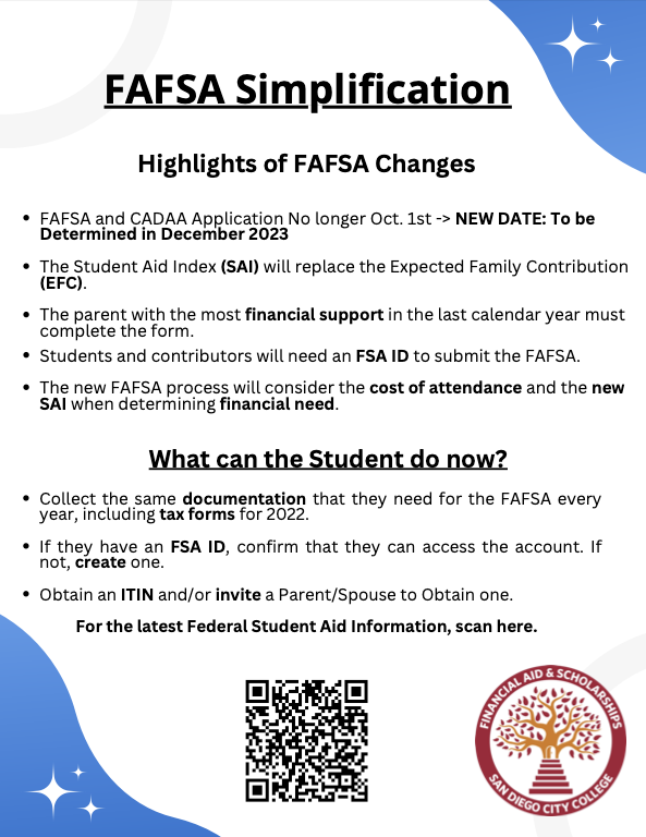 FAFSA Simplification Flyer from City College Financial Aid