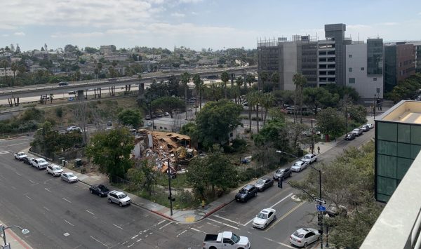 The old San Diego City College child development center being demolished to prepare the site for the construction of a new student housing complex, Sept. 19, 2023. Photo by Keila Menjivar Zamora/City Times Media
