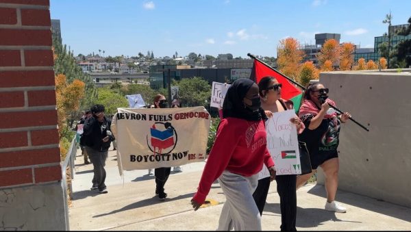 San Diego City College students walkout alongside faculty from the Chicano Studies department in support of the people of Palestine to Curran Plaza, Tuesday, May 7, 2024. Photo by Susana Serrano/City Times Media  