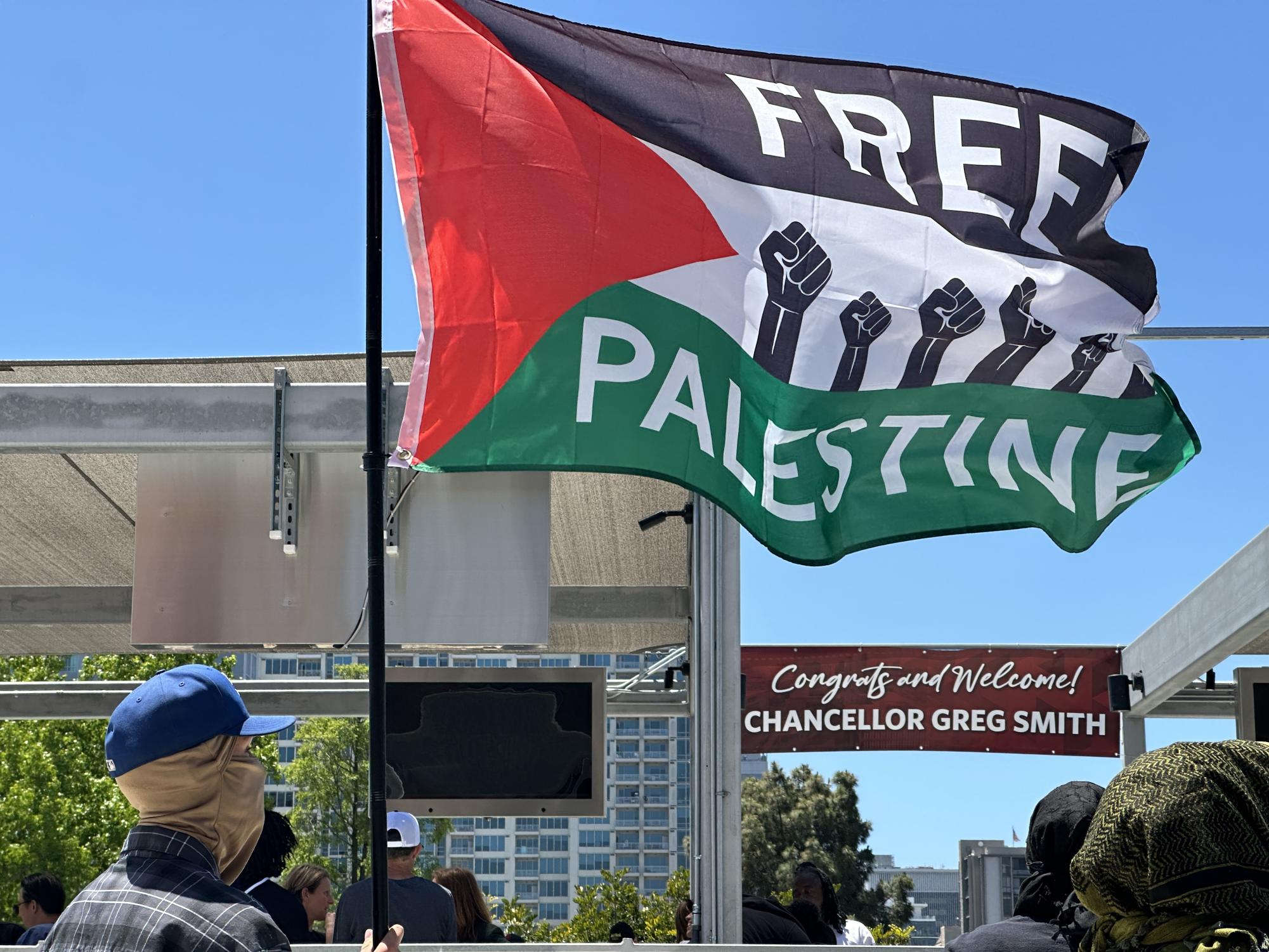 Protesters rally in front of the Annual Health and Wellness Fair during the Student Walkout for Palestine, Tuesday, May 7, 2024. Photo by Bailey Kohnen/City Times Media