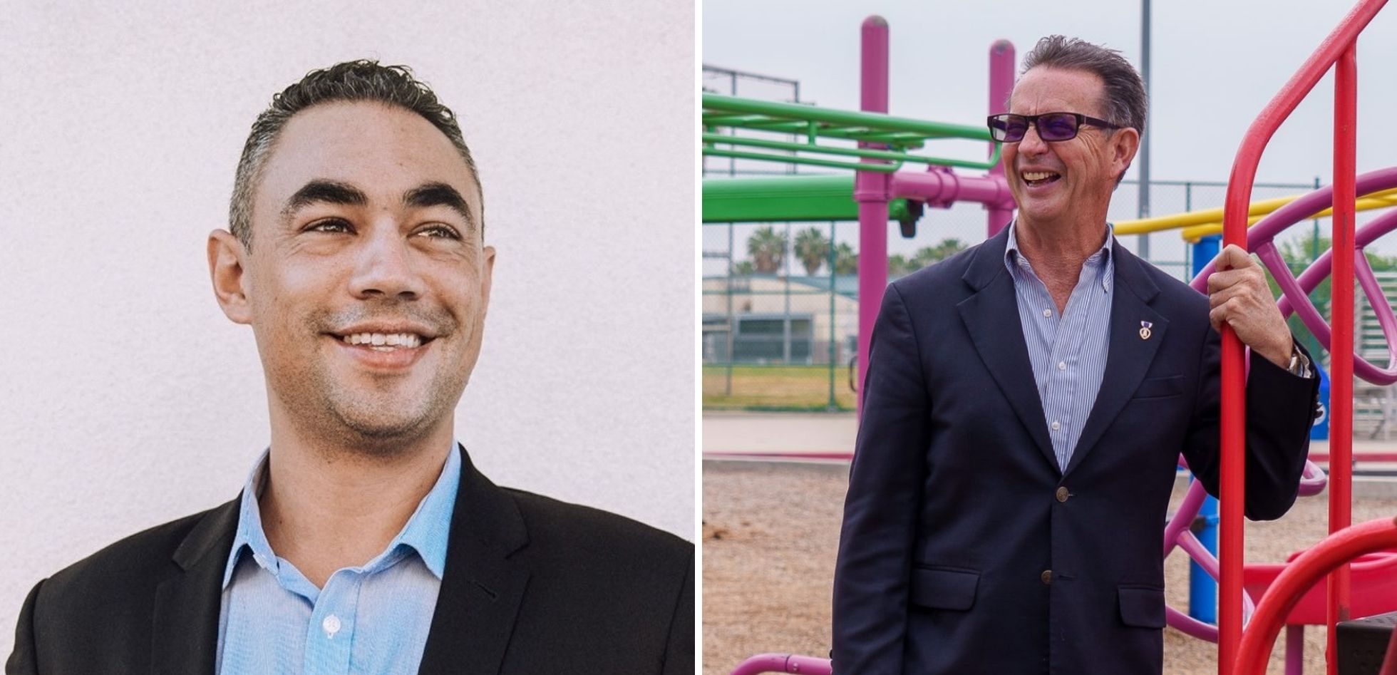 Sean Elo-Rivera, left, and Terry Hoskins, right, compete to be the next San Diego District 9 City Council member. Source: campaign websites