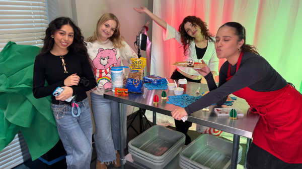 From left, CTTV's Andrea Valdez, Zuzu Grueskin, Daniela Luna and Sarai Gomez Huerta take a break from producing a holiday treats segment, Wednesday, Dec. 11, 2024. Photo by Yonatan “Yogi” Hernandez/City Times Media