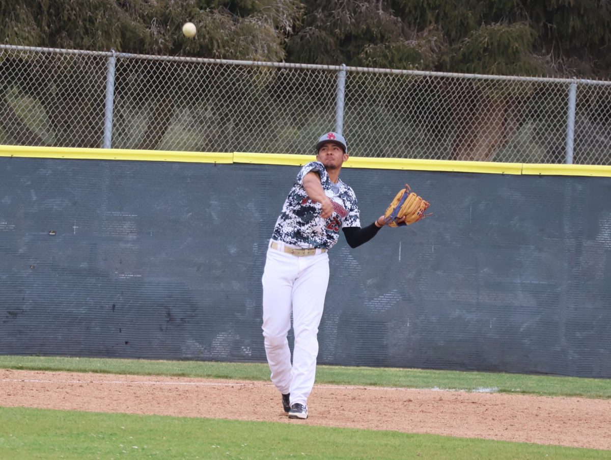 City College freshman third basemen throws to first during City’s 11-1 loss to Golden West College, Thursday, Feb. 6, 2025. Photo by Danny Straus/City Times Media 
