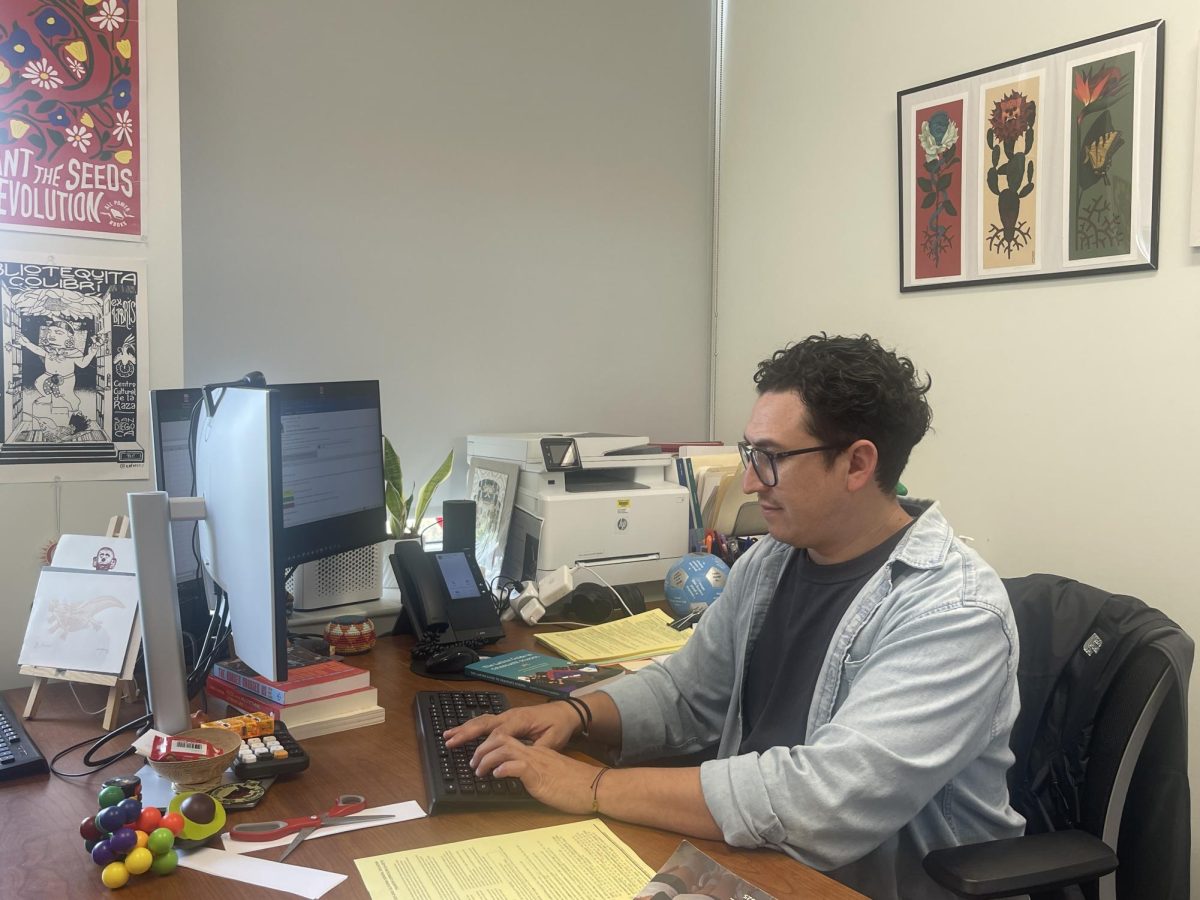 Abriendo Las Puertas co-coordinator Ismael Carrillo works at the San Diego City College Extended Opportunity and Services office, Friday, Sept. 26, 2025. Photo by Chrisdan Peralta/City Times Media