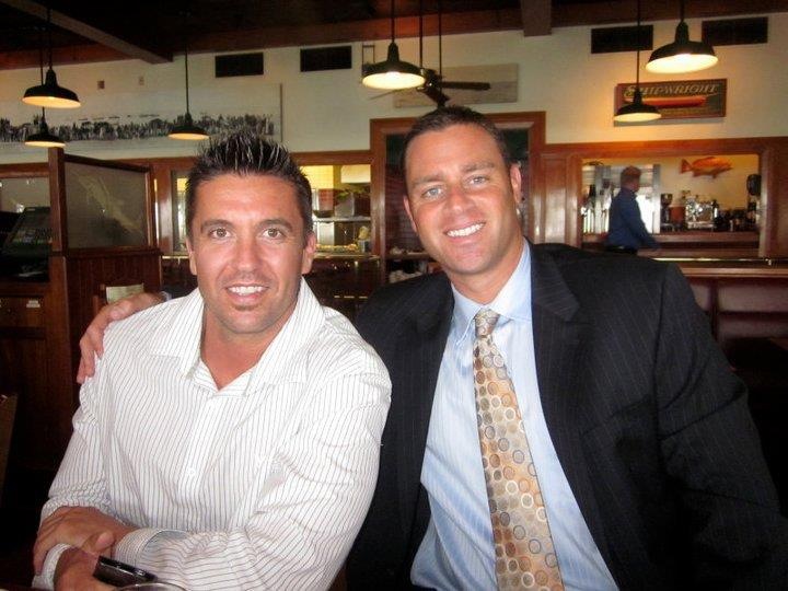 Bobby Andreasen, left, with Mitch Charlens, right, pose together for a celebratory dinner in an undated photo. Photo courtesy of Bobby Anderson