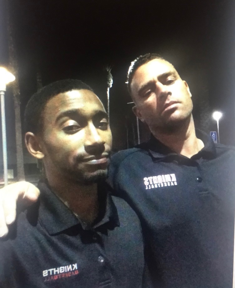 Steven Aldridge, left, with Mitch Charlens, right, together pose for a picture after game in an undated photo. Photo courtesy of Steven Aldridge