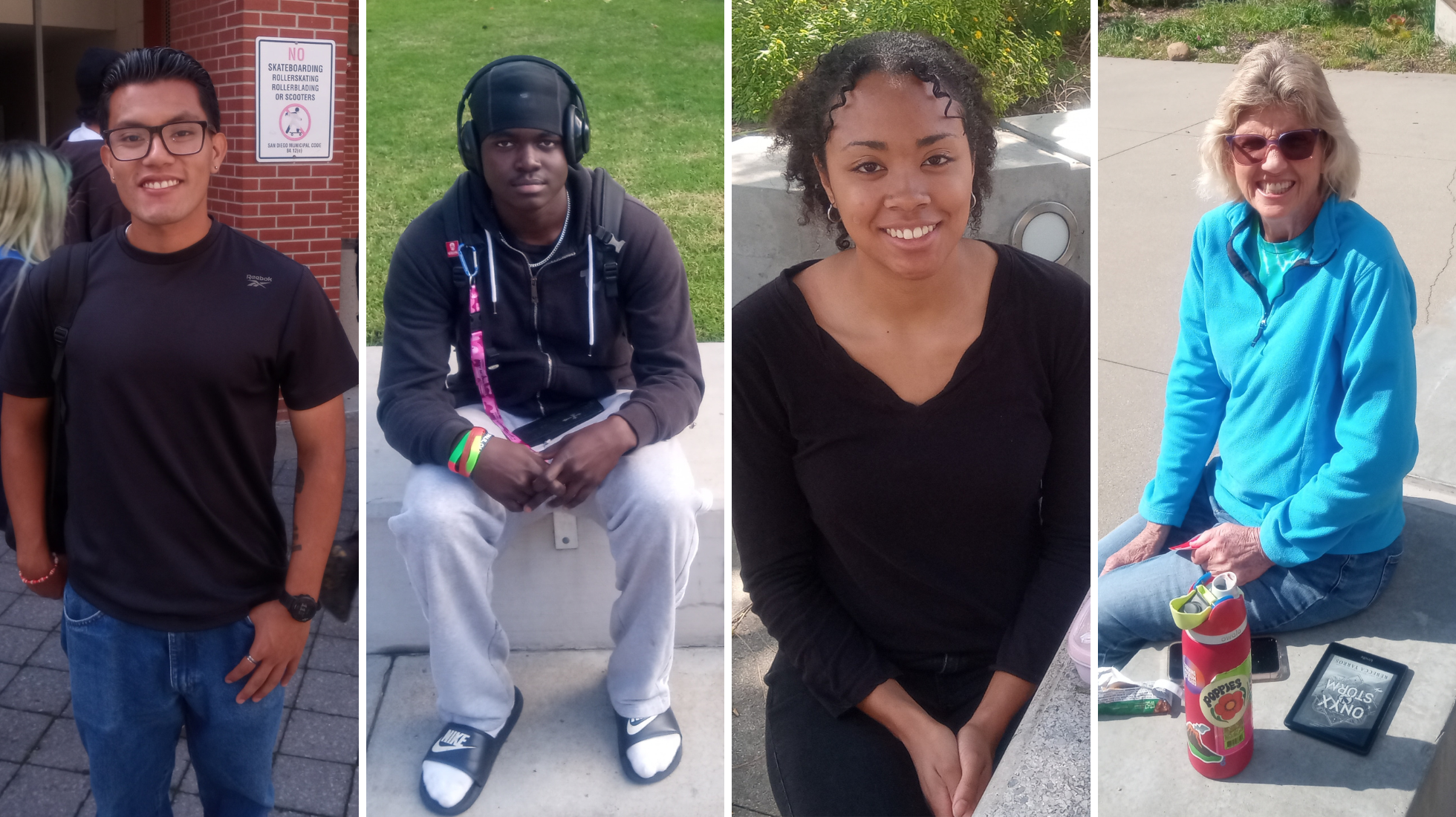 City College students, from left, Uriel Lopez, Ahmed Ahmed, Jasmin Floumuy and Bretta Lutze share what they'd stream in their free time. Photos by Sajda Sims/City Times Media