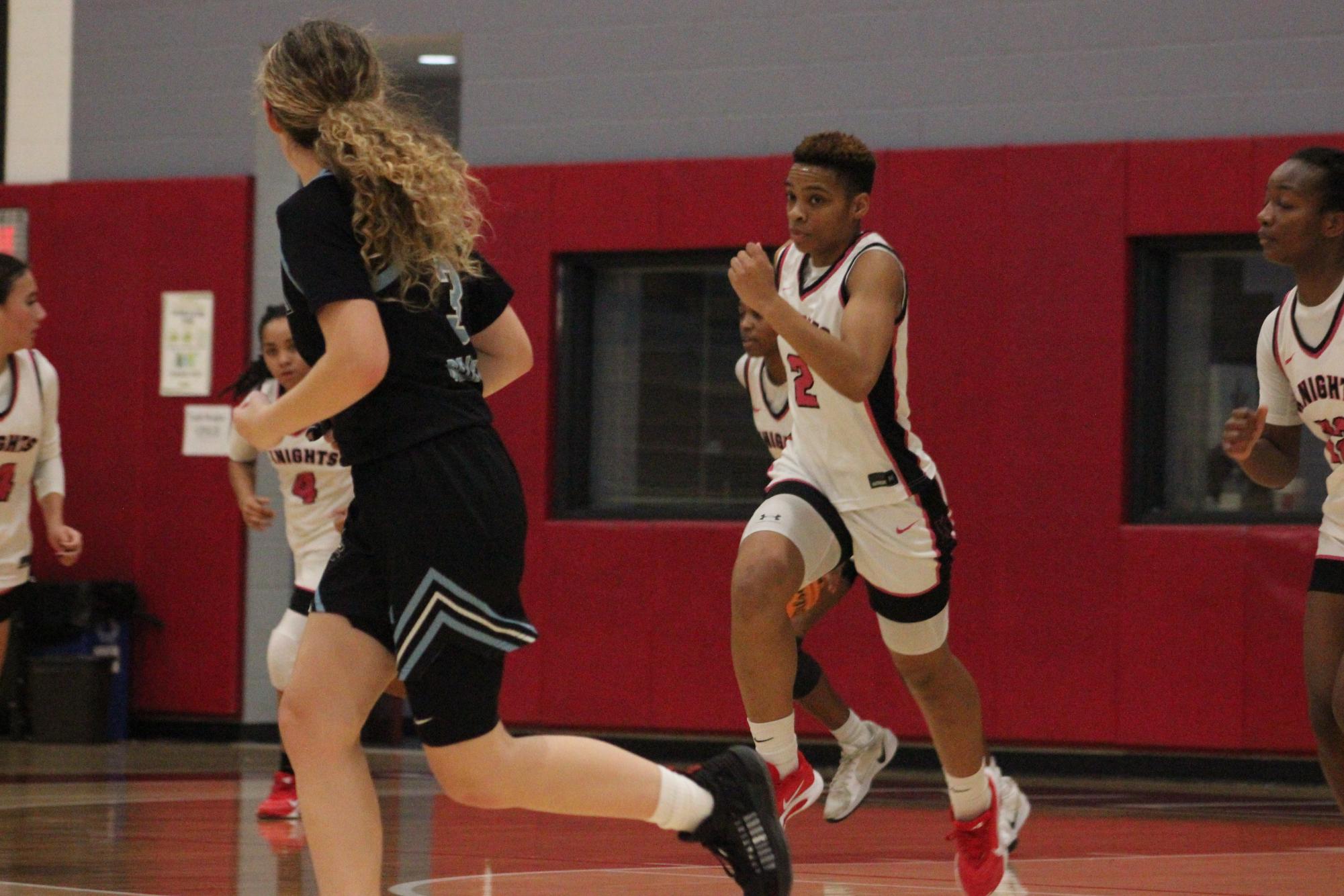 City College forward Dahlia Blake (2) runs down the court after she scores a basket against Cuyamaca at Harry West Gym, Wednesday, Jan. 28, 2026. Photo by Nadia Lavin/City Times Media