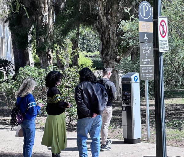 Balboa Park visitors line up to pay for parking permits at the Organ Pavilion lot, Monday, March 9, 2026. Photo by Tresean Osgood/ City Times Media