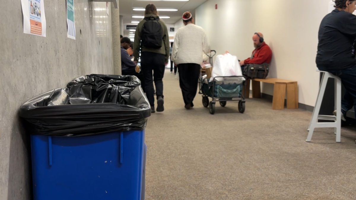 The trash centralization initiative takes effect at City College as students study during finals week in the AH Building, Dec. 15, 2025. Photo by Varun Chaturvedi/City Times Media